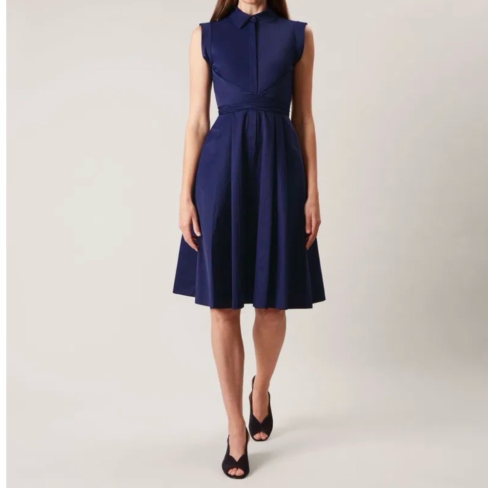 Hobbs London Gables Chic Navy Midi Dress US6, UK10 - Picture 2 of 11